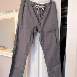 Men’s button, zip elastic waist cotton pants M